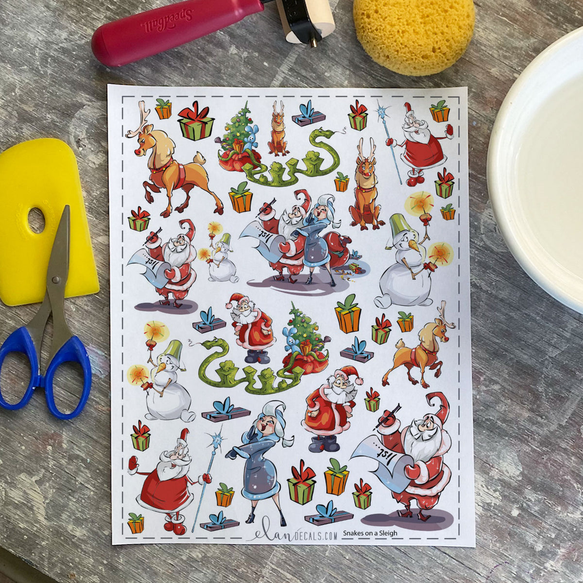 Snakes on a Sleigh - Overglaze Decal Sheet