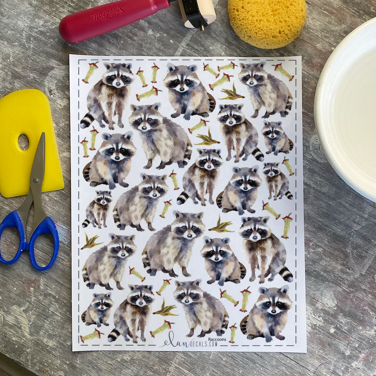 Raccoons - Overglaze Decal Sheet