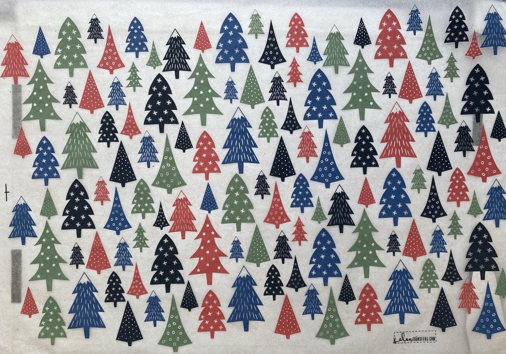 Holiday Trees - Underglaze Transfer Sheet - Multi Colored