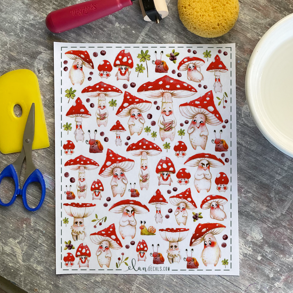 Mushroom Faces - Overglaze Decal Sheet