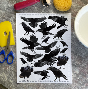 Ravens from Photo - Overglaze Decal Sheet