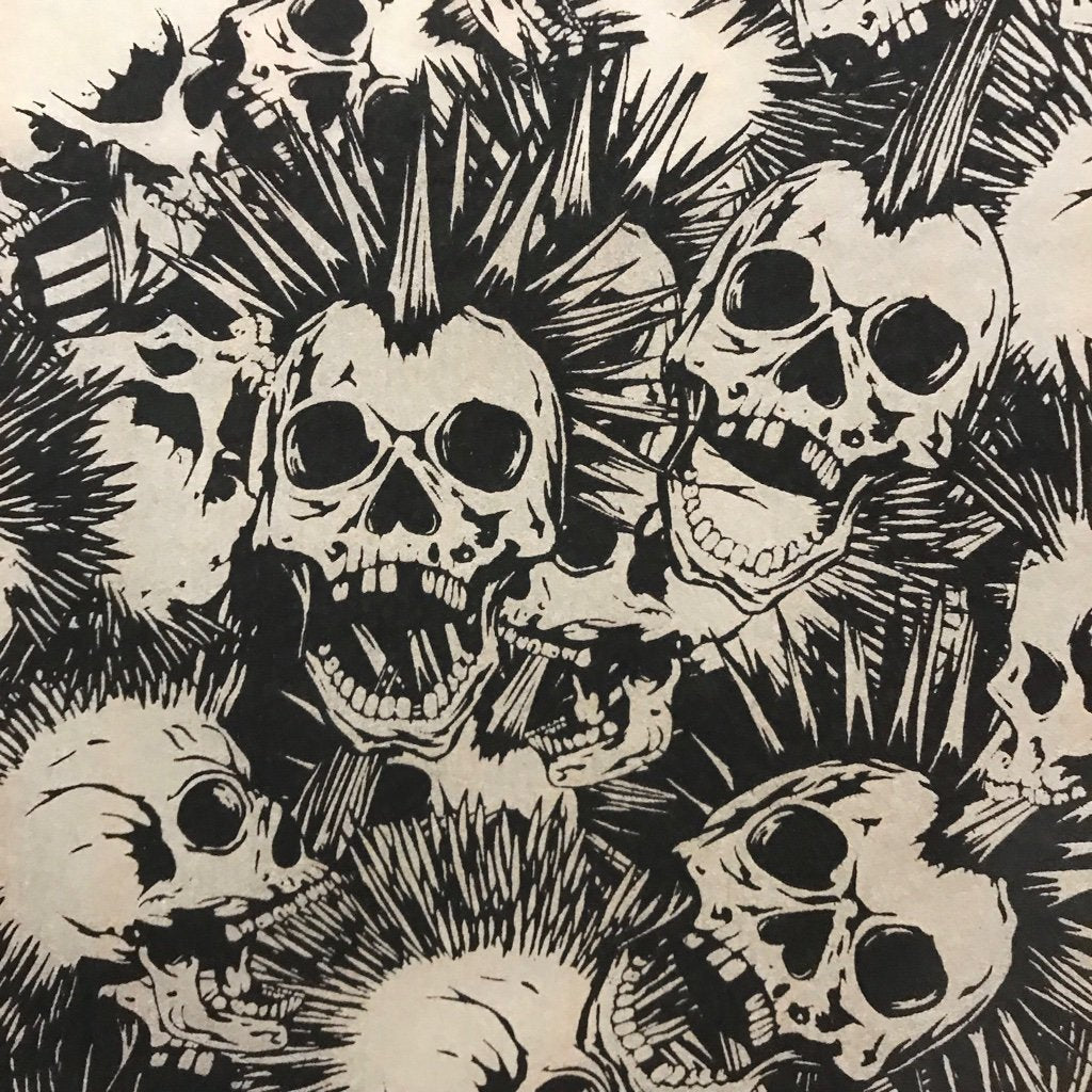 Mohawk Skull - Underglaze Transfer Sheet - Black