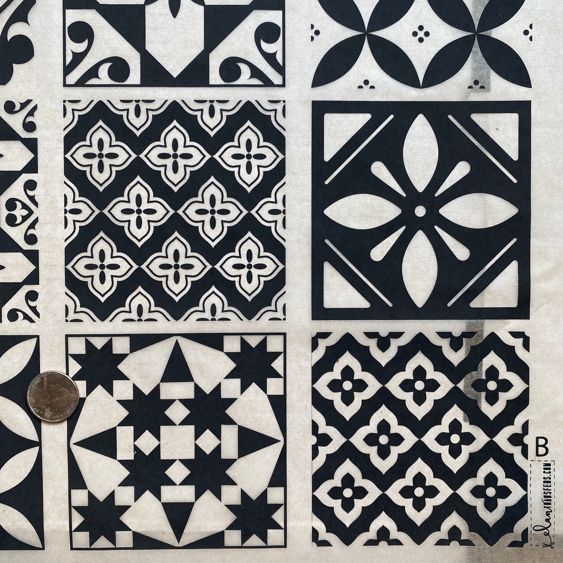 Moroccan Tiles B - Underglaze Transfer Sheet - You Choose Color